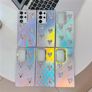 เคสโทรศัพท์ลายหัวใจเลเซอร์เคลือบไฟฟ้า 3 มิติ แบบด้าน สำหรับ Samsung S24 S25ultra A25 A35 A55 - Product Image 2