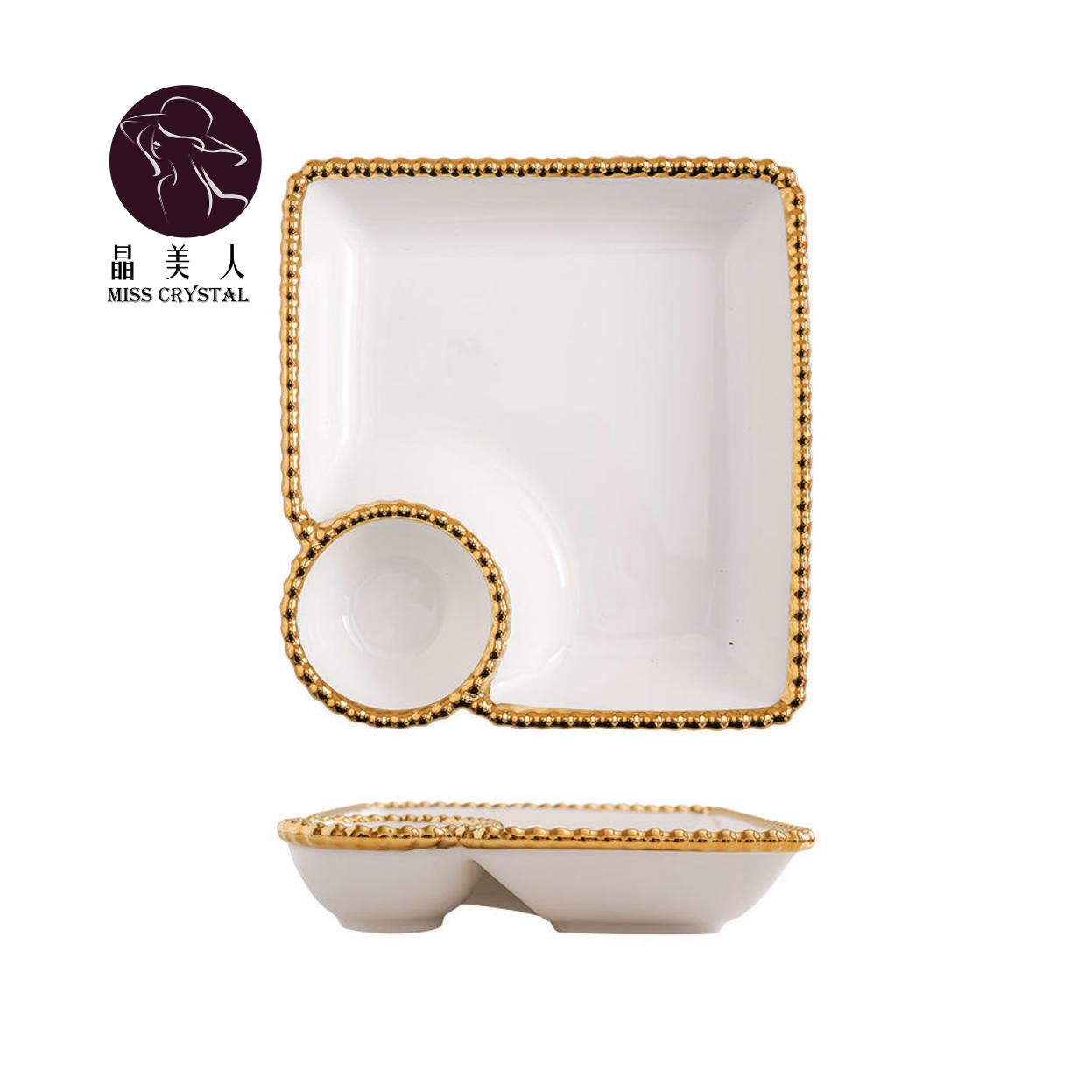 Personalized Dumplings & Sushi Snack White Serving Plate Luxury Ceramic Phnom Penh Square Plate