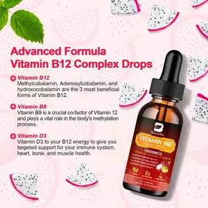 Gotas de Vitamina <span class=keywords><strong>B</strong></span> Líquida Oral de 60 ml, Refuerzan el Sistema Inmunológico, Apoyan la Salud Cerebral, Cardíaca y Cardiovascular, Mejoran la Memoria y la Concentración - Product Image 3