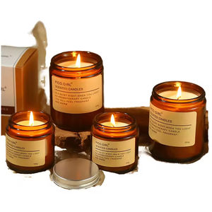 Bougie de luxe en cire de soja 100% biologique et écologique dans un bocal en verre, populaire, avec huile essentielle d'ambre pour la Saint-Valentin - Product Image 1