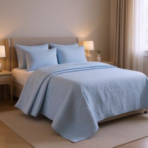 Ensemble de couette réversible Db Blue Twin Twin XL, motif floral, rembourrage en coton, utilisation pour mariage et hôtel, literie 3 pièces, style classique - Product Image 2