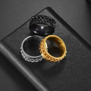 Ouj Wikinger-Runen Hochglanzpolierter 8mm Breiter Edelstahl Trendiger Herren-Spinner-Ring Stressabbau Drehbarer Silberner Mode-Ring - Product Image 2