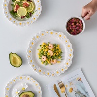 Vente flash : Petit plat en céramique à motif de marguerites, plat à petit déjeuner, plat plat pour fruits, gâteaux, desserts