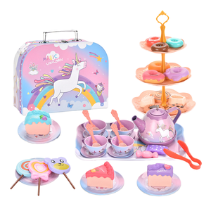 Mini Suitcase Afternoon Tea Set Toy Dessert <b>Plastic</b> <b>Kitchen</b> Toy for 5-7 Year Olds - Product Image 1