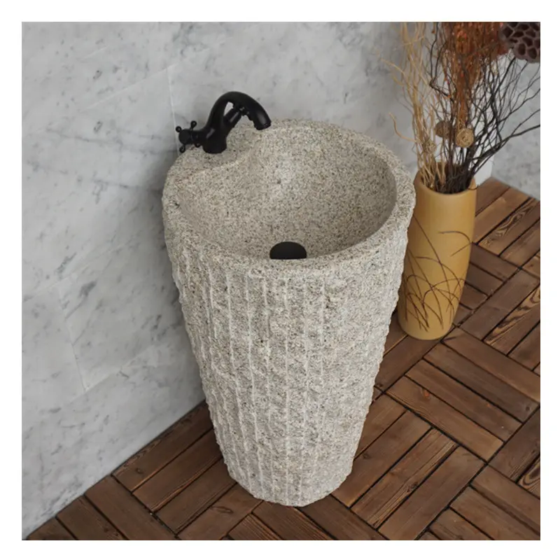 G682 rostigen gelb waschbecken Freistehende granit sockel waschbecken eitelkeit stein waschbecken granit bauernhof Waschen outdoor garten