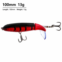 Leurre de surface articulé LUSHAZER Prop Tail Wake Lure 100mm 13g, flottant, pour la pêche au bar, au brochet et à la perche, avec hameçon triple, pour lancer