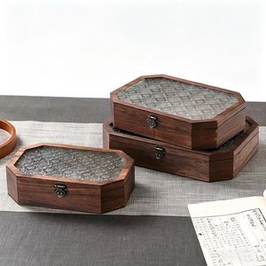 Caja de Joyería de Madera con Tapa de Vidrio 23-14-6 Cm, Organizador de Almacenamiento de Estilo Retro para Joyas - Product Image 1