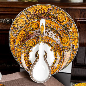 Набор из 60 предметов: роскошные фарфоровые тарелки с золотым ободком, костяной фарфор, для 10 персон, оптовая продажа, европейская посуда - Product Image 4