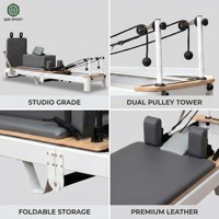 Máquina de Pilates Plegable con Estructura de Aluminio de Grado Profesional para Gimnasio en Casa o Comercial, con Torre de Poleas Doble