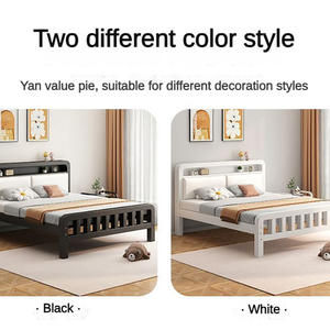 Muebles de dormitorio doble individual último diseño precio al por mayor king size marco de acero al carbono camas de metal con almacenamiento para adultos - Product Image 4