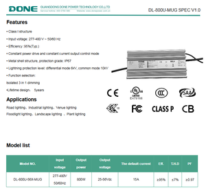 อะแดปเตอร์แปลงไฟ LED สำหรับภายนอกอาคาร รุ่น DONE DL-800U-56X-MUG 800W 3 in 1 ปรับหรี่แสงได้ รับประกัน 5 ปี - Product Image 2