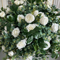 Centre de table IFG 80 cm en soie verte et fleurs blanches, boule 3/4 pour mariage, Noël, fête des mères, décoration de table