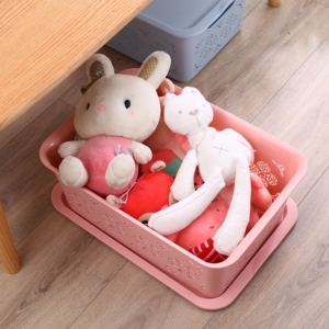 Scatole e Contenitori Impilabili, Cesto in Rattan, Scatola di <span class=keywords><strong>Plastica</strong></span> per Organizzazione Cassetti, Contenitore per Vestiti, Organizzatore per Giocattoli <span class=keywords><strong>con</strong></span> <span class=keywords><strong>Coperchio</strong></span> - Product Image 2