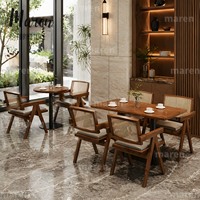 Ensemble de table et de chaises carrées en chêne stratifié commercial pour hôtel, café, restaurant, pizzeria, salons de thé, mobilier d'hôtellerie