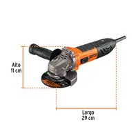 Meuleuse d'angle professionnelle TRUPER ERGO PRO 4-1/2" 1100W avec interrupteur à palette et disque de meulage