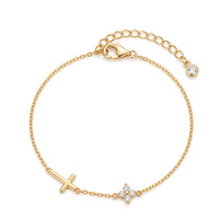 Bracelet en argent sterling 925 avec charme trèfle à quatre feuilles et zircon pour femme, bijou délicat, cadeau
