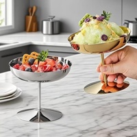 304 RVS dessertbeker met steel, metalen coupé schaal, ijs- en fruitschaal, cocktailglas voor café, bar, hotel, feest