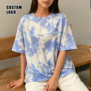 2022 New Christmas Custom Faux Bleached Tee Shirts 95% Polyester 5% Spandex Sublimation Blank Bleach Tie Dye Printed T Shirts