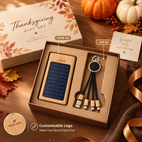 Banque d'alimentation solaire en bois avec logo personnalisé 10000mAh, design écologique, coffret cadeau personnalisable