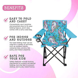 كرسي تخييم قابل للطي قابل للطي قابل للطي للأطفال بإطار معدني مخصص للبيع بالجملة ، يسهل حمله أثناء التخييم - Product Image 3