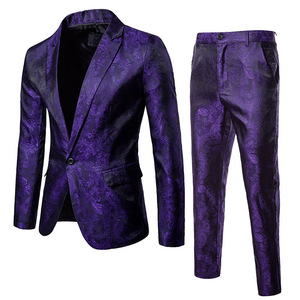 Nuevo <span class=keywords><strong>Traje</strong></span> de Esmoquin Clásico Jacquard para Hombre, 2 Piezas (Blazer + Pantalones), <span class=keywords><strong>Traje</strong></span> de Negocios de Lujo, Corte Slim, Chaqueta de Esmoquin y Pantalones Largos - Product Image 2