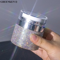 Flacon distributeur rechargeable de 50 ml décoré de strass pour dissolvant de vernis à ongles, idéal pour salon et voyage, boîte vide en plastique pour ongles