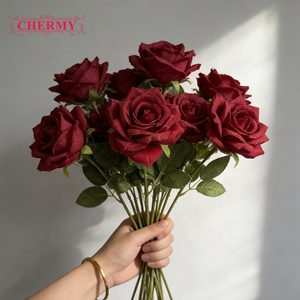 CM-DC025 Dalian Chermy Venta al Por Mayor Rosa de Seda de una Sola Cabeza de Alta Calidad Rosa Verde <span class=keywords><strong>Flor</strong></span> Artificial para Decoración de Bodas - Product Image 3