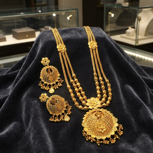 Wholesale Brass 14K 18K 24K Micro Gold Plated <b>Long</b> <b>Necklaces</b> & Earrings Set Traditional Floral Design Wedding Fashion Jewelry - Product Image 3