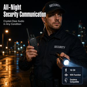 Radio bidirectionnelle portable professionnelle PMR446 avec écouteurs et chargeur de bureau pour les agents de sécurité et les patrouilles - Product Image 1