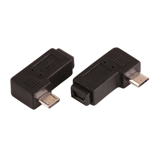 90 Degree Left Right Angled Micro USB to Mini USB M/F Data Sync Adapter Plug Connector Converter