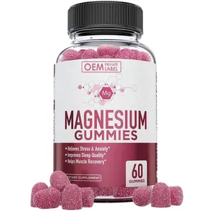 OEM Label pribadi Magnesium Gummies untuk menghilangkan stres Magnesium dewasa Gummies membantu pemulihan alami dengan Pre & probiotik