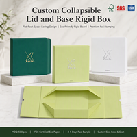 Boîte cadeau rigide élégante personnalisée avec couvercle relevable, en papier d'art spécialisé, pliable, emballage de luxe avec gaufrage