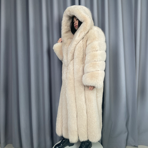 Cappotto di Pelliccia Lungo Invernale di Alta Qualità in Vera Volpe Rossa con Maniche Staccabili <span class=keywords><strong>per</strong></span> Ragazza - Product Image 2