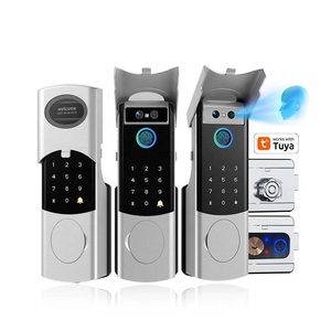 Tuya étanche <span class=keywords><strong>avec</strong></span> RimLock électronique intelligent pour portes extérieures Serrure de <span class=keywords><strong>porte</strong></span> intelligente électrique numérique à double <span class=keywords><strong>code</strong></span> d'empreintes digitales - Product Image 1