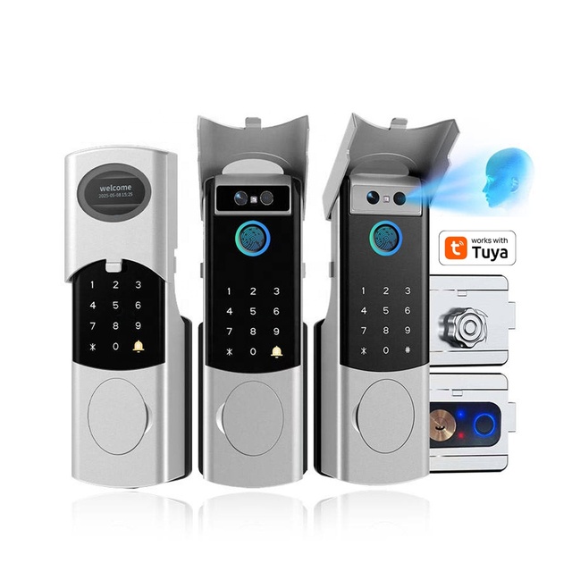 Waterproof Tuya With Smart Electronic RimLock for Exterior Doors Electric Digital Dual Fingerprint Code Intelligent Door Lock