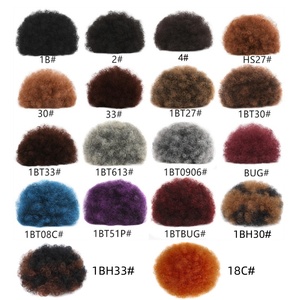 8 inç kadınlar ipeksi <span class=keywords><strong>Afro</strong></span> puf saç Bun Chignon klip aksesuarları ile kısa <span class=keywords><strong>Kinky</strong></span> kıvırcık İpli at kuyruğu - Product Image 2