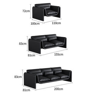 Juego de Sofás de Cuero Minimalistas Modernos, Muebles Negros para Sala de Estar, Sofá Tapizado para Invitados, Ideal para Apartamentos Pequeños o Salones - Product Image 5