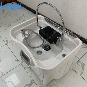 KISEN Modern portable head spa unit featuring dual water tanks and casters, with heating and waterfall-style water <b>flow</b> function - Product Image 2