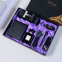 Caja de Regalo para el Día del Padre, San Valentín o Cumpleaños, Set de Regalo de Lujo para Hombre, Reloj, Cartera, Llavero y Perfume