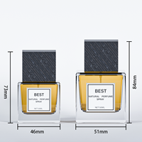 Envases de Perfume Cuadrados de Vidrio de Lujo con Tapa Cuadrada de Madera Negra de 30 ml y 50 ml con Caja de Empaque