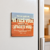Aimant de réfrigérateur compact en fer blanc personnalisé avec impression d'art, à dos magnétique, pour la vente au détail de produits de destination