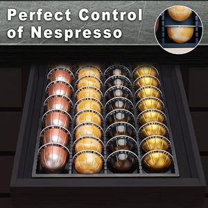 Soporte de almacenamiento de cápsulas de café de bambú inserto de cajón para mostrador Compatible con cápsulas <span class=keywords><strong>Nespresso</strong></span> <span class=keywords><strong>Vertuo</strong></span> Vertuoline para Cocina - Product Image 3