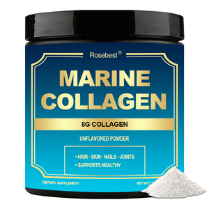 אבקת תוספי קולגן ימי הידרוליזט חלאל וטבעוני 8 גרם עם ויטמין C ותערובת סיבים פרוביוטיים להלבנת העור וזוהר - Product Image 1