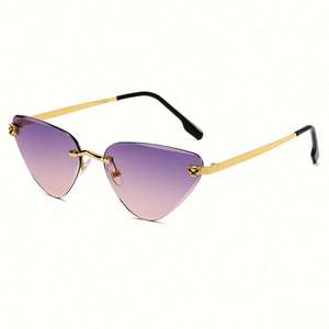 Gafas de Sol Personalizadas con Logotipo, Nuevo Modelo, Lentes Coloridas con Degradado, Montura de Aleación sin Aro, Protección UV400, Forma Triangular, para Hombre y Mujer - Product Image 5