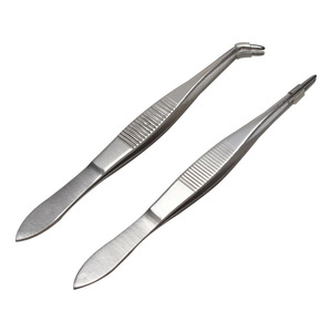 Stainless Steel Laboratory Tweezers 10Cm Straight And Curved Tips With Teeth For Precision Assembly And Biological Experiments - Product Image 2