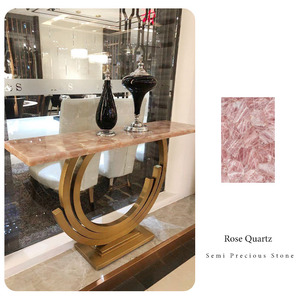 Rosa Naturale di Pietra Da Tavolo Top Quarzo Rosa Oro <span class=keywords><strong>In</strong></span> Acciaio Inox di Base Console Mobili - Product Image 2