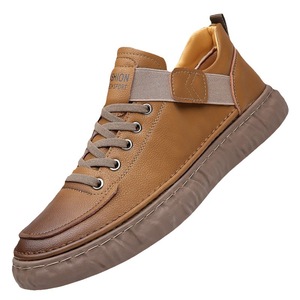 Chaussures décontractées en cuir rétro pour hommes, bout rond, semelle en caoutchouc antidérapante, style marche - Product Image 5