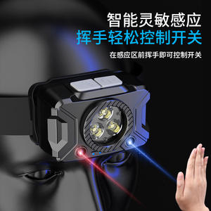 Lampe frontale transfrontalière à 5 LED, batterie rechargeable, interrupteur à capteur, utilisation extérieure - Product Image 5