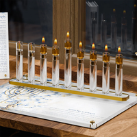 Ménorah personnalisée en acrylique pour Hanouka, porte-bougie juif à neuf lumières, chandelier de Hanouka avec couleur, taille et design hébreu personnalisés