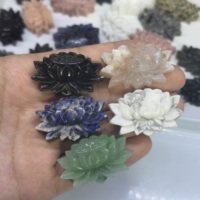 Vente en gros de mini sculptures de lotus en cristal naturel brut, figurines de fleurs en pierres précieuses de forme irrégulière, luxe, Feng Shui, guérison